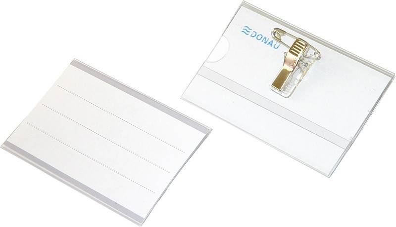 Identyfikator DONAU, z klipsem i agrafką, otwór z