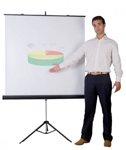Ekran projekcyjny BI-OFFICE, na trójnogu, 1800x180