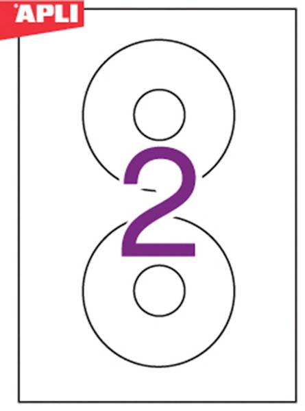 Etykiety na płyty CD/DVD APLI, średnica 114/41mm,