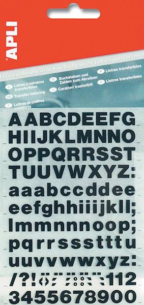 Litery samoprzylepne APLI, 10mm, czarne