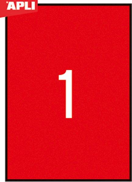 Etykiety kolorowe APLI, 210x297mm, prostokątne, cz