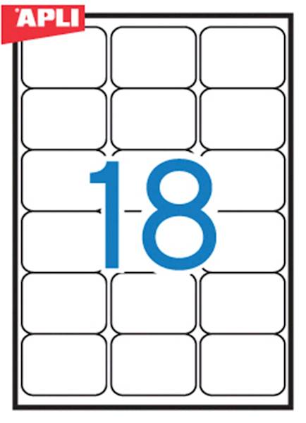 Etykiety uniwersalne APLI, 63,5x46,6mm, zaokrąglon