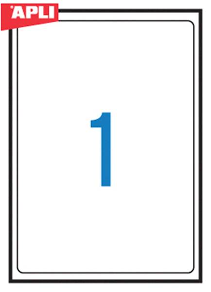 Etykiety uniwersalne APLI, 199,6x289,1mm, zaokrągl