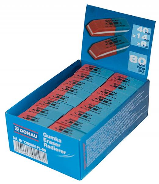 Gumka wielofunkcyjna DONAU, 40x14x8mm, niebiesko-c