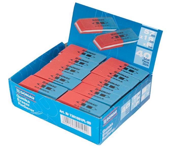 Gumka wielofunkcyjna DONAU, 57x19x8mm, niebiesko-c