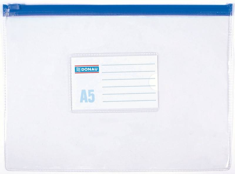 Torebka z suwakiem DONAU, PVC, A5, transparentna