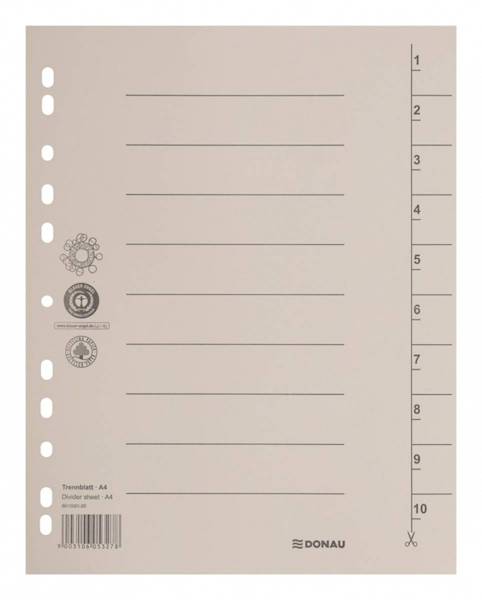 Przekładka DONAU, karton, A4, 235x300mm, 1-10, 1 k