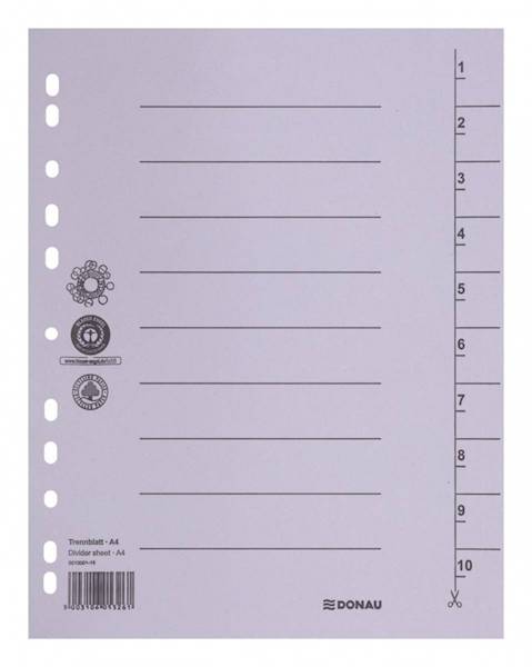 Przekładka DONAU, karton, A4, 235x300mm, 1-10, 1 k
