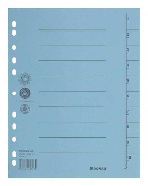 Przekładka DONAU, karton, A4, 235x300mm, 1-10, 1 k