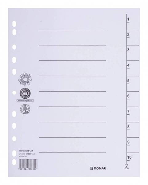 Przekładka DONAU, karton, A4, 235x300mm, 1-10, 1 k