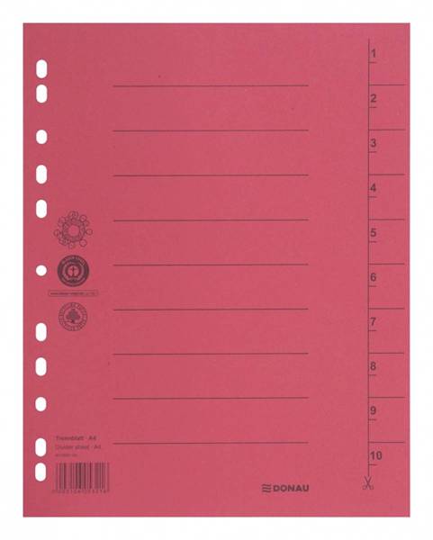 Przekładka DONAU, karton, A4, 235x300mm, 1-10, 1 k