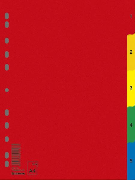Przekładki DONAU, PP, A4, 230x297mm, 1-5, 5 kart,