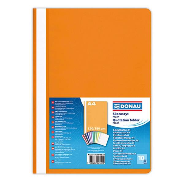 Skoroszyt DONAU, PP, A4, standard, 120/180mikr., p