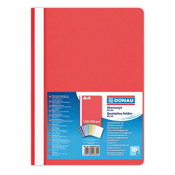 Skoroszyt DONAU, PP, A4, standard, 120/180mikr., c