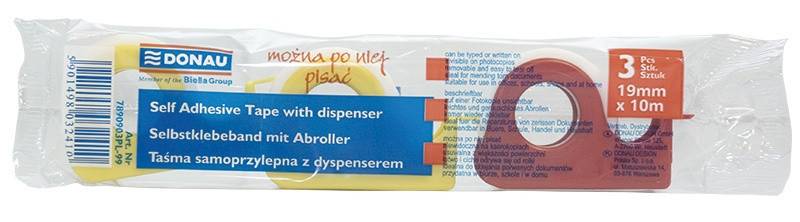 Taśma biurowa z dyspenserem DONAU, matowa, 19mm, 1