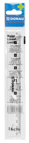 Linijka DONAU, 16cm, zawieszka, transparentna