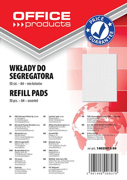Wkład do segregatora OFFICE PRODUCTS, A4, w kratkę