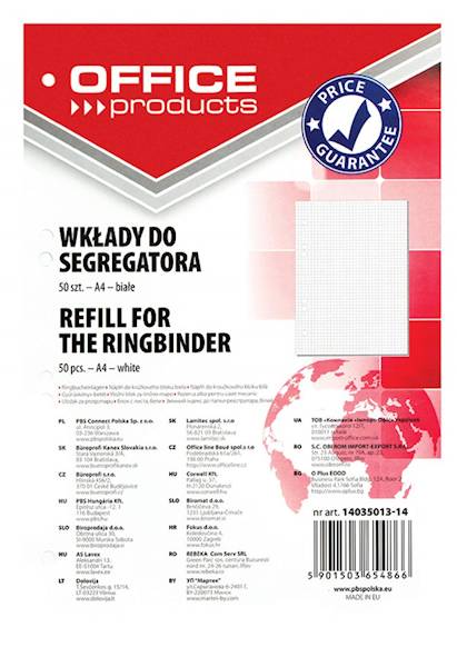 Wkład do segregatora OFFICE PRODUCTS, A4, w kratkę