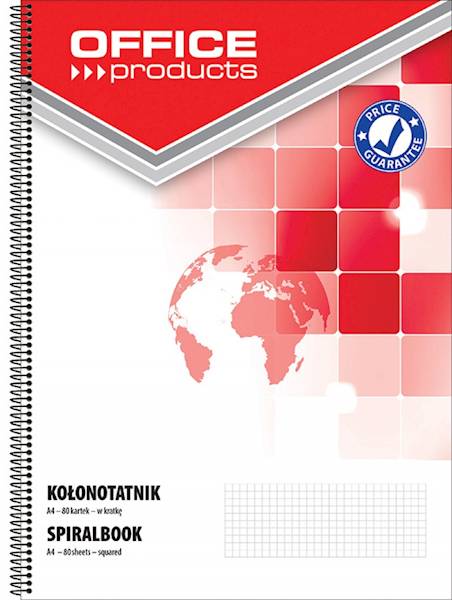 Kołonotatnik OFFICE PRODUCTS, A4, w kratkę, 80 kar