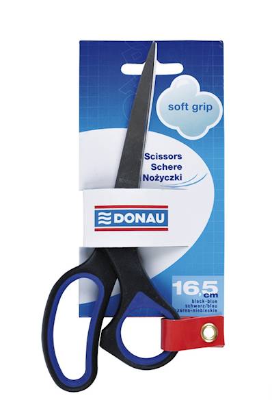 Nożyczki biurowe DONAU Soft Grip, 16,5cm, niebiesk