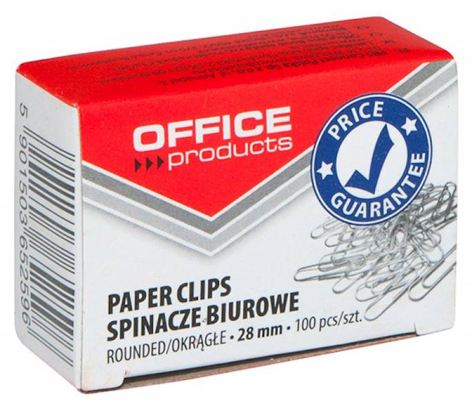 Spinacze okrągłe OFFICE PRODUCTS, 28mm, 100szt., s
