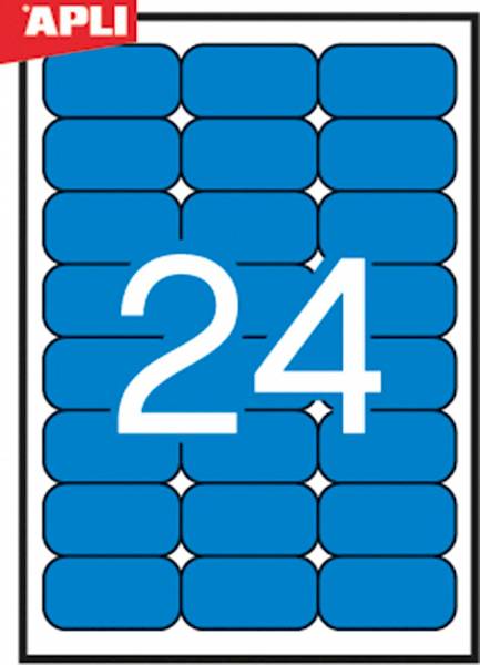 Etykiety kolorowe APLI, 70x37mm, zaokrąglone, nieb
