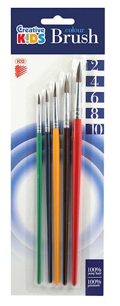 Pędzelki ICO, blister, 5szt. (rozmiar 2, 4, 6, 8,