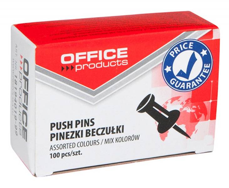 Pinezki beczułki OFFICE PRODUCTS, 100szt., mix kol