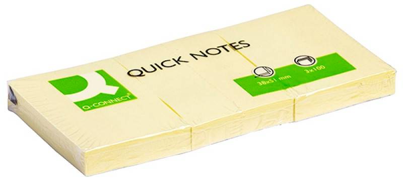Bloczek samoprzylepny Q-CONNECT, 38x51mm, 3x100 ka