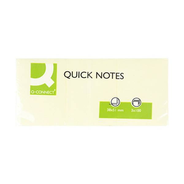 Bloczek samoprzylepny Q-CONNECT, 38x51mm, 3x100 ka
