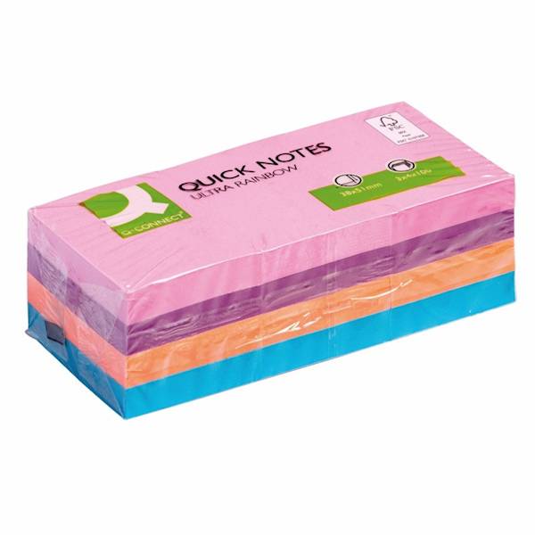 Bloczek samoprzylepny Q-CONNECT Rainbow, 38x51mm,