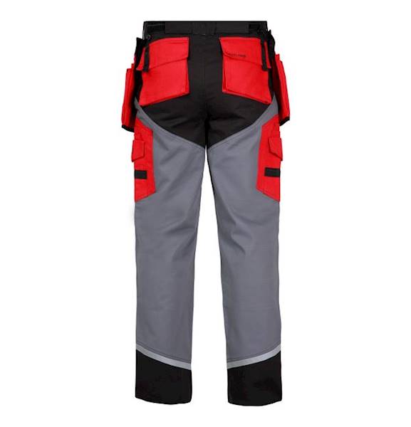 SPODNIE ROBOCZE LAHTI PRO L40505 CZARNO SZARO CZERWONE S