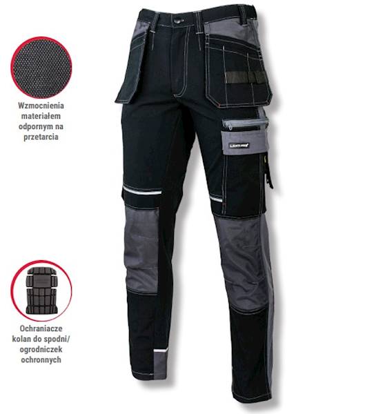 SPODNIE ROBOCZE LAHTI PRO L40520 CZARNO SZARE M