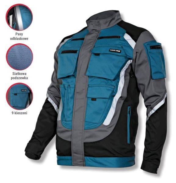 BLUZA ROBOCZA LAHTI PRO L40403 CZARNO SZARO TURKUSOWA XL