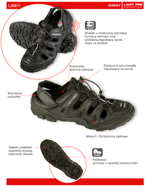 SANDAŁY TREKKINGOWE LAHTI PRO L30611 SZARO CZARNE 42
