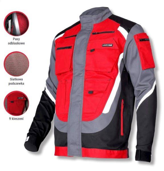 BLUZA ROBOCZA LAHTI PRO L40406 CZARNO SZARO CZERWONA M