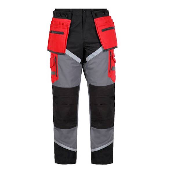 SPODNIE ROBOCZE LAHTI PRO L40505 CZARNO SZARO CZERWONE L