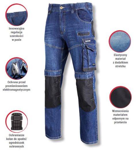 SPODNIE ROBOCZE JEANSOWE LAHTI PRO L40510 NIEBIESKIE M