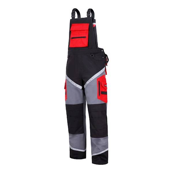 SPODNIE ROBOCZE OGRODNICZKI LAHTI PRO L40605 CZARNO SZARO CZERWONE L