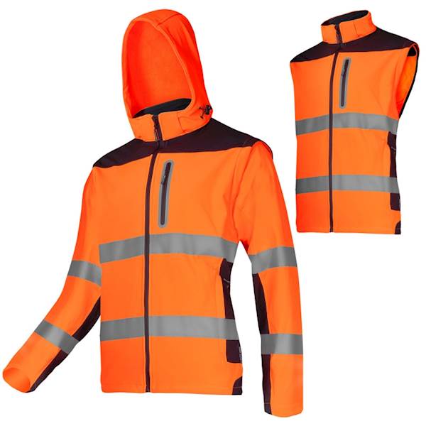 KURTKA SOFTSHELL OSTRZEGAWCZA Z ODPINANYMI RĘKAWAMI 2W1 LAHTI PRO L40922 2XL