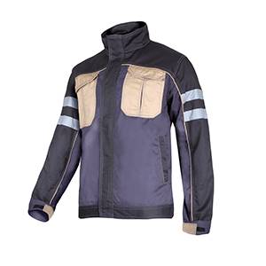 BLUZA ROBOCZA OCHRONNA Z PASAMI ODBLASKOWYMI LAHTI PRO L40408 SZARO-CZARNO-BEŻOWA 2XL