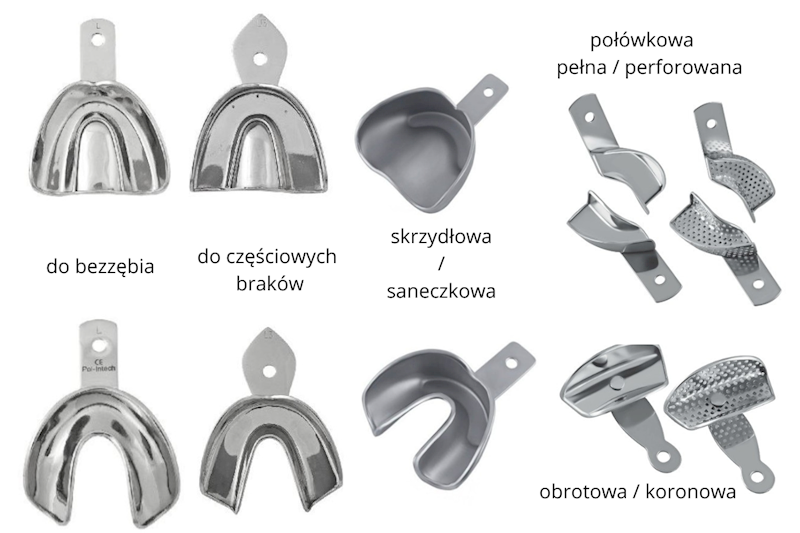 Łyżka do wycisków metalowa góra / dół | bezzębie | do częściowych braków | saneczkowa | obrotowa
