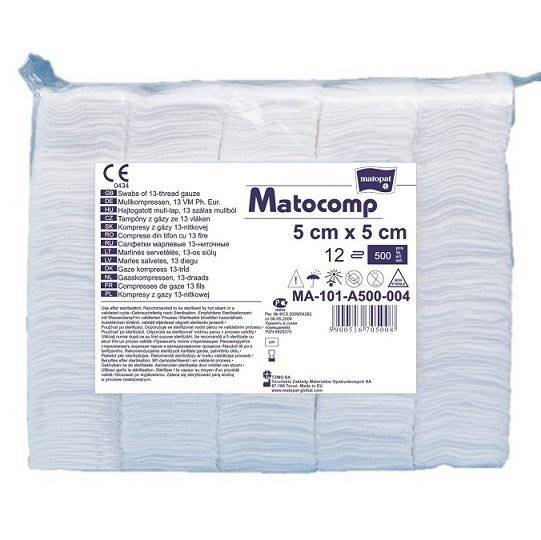 Kompresy gazowe NIEJAŁOWE 5x5cm op. 500szt Matocom