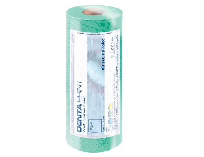 Śliniaki Mustaf DENTA PRINT 54x60 ząb rolka 80szt