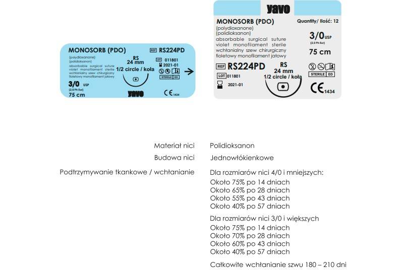 Monosorb nici wchłanialne 5-0 45cm 16mm DKO07PD 