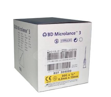 Igły iniekcyjne 0,3x13 BD  100 szt