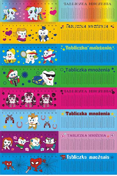 Linijko-zakładki z tabliczką mnożenia 40szt