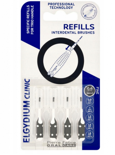 Elgydium clinic Refills zapas - 4szt CZARNE 0,6mm