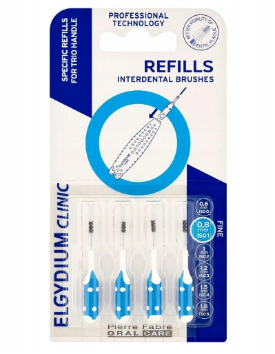 Elgydium clinic Refills zapas 4szt BŁĘKIT 0,8mm
