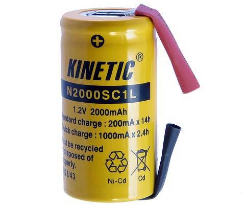 Akumulator   1,2V 2000mAh NiCd z blaszkami do lut